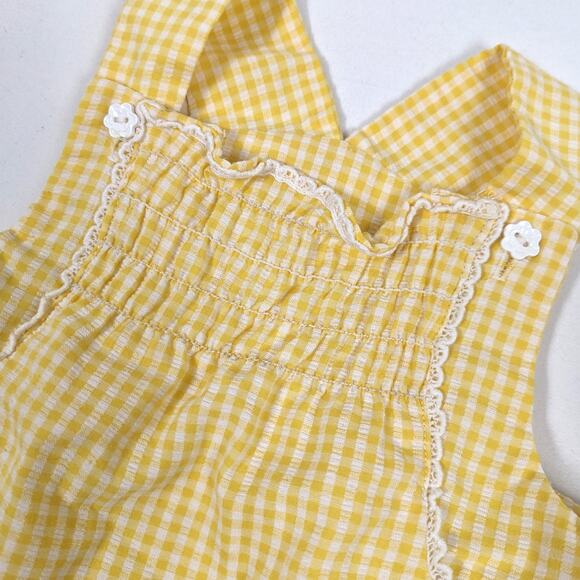 Vintage Magic Years Outfit Girls Size 18-24m Yellow Gingham Tank Shorts - Picture 2 of 7